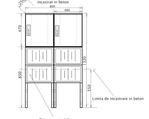 SMI-DEE 1×2-P Montaj pe Picior Incastrat in Beton